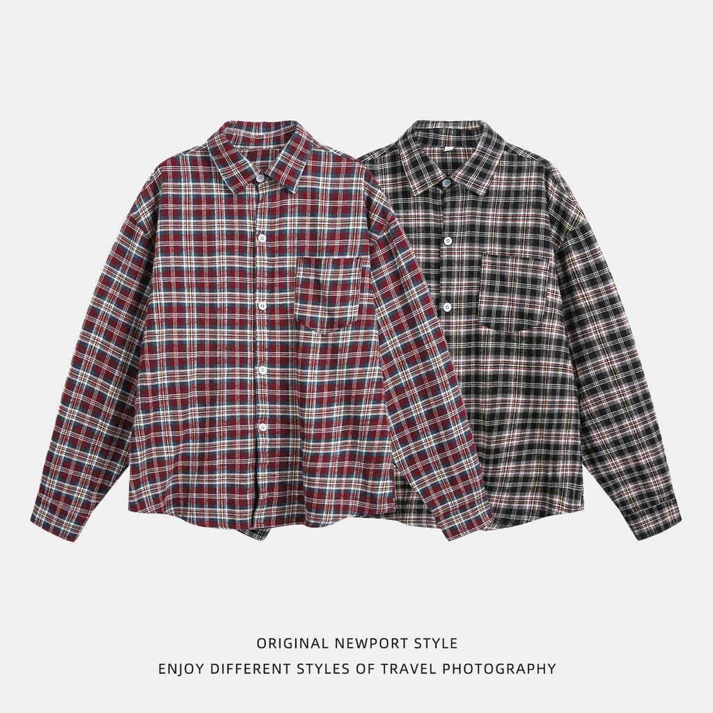 Men's Button Down Shirts Regular Fit Long Sleeve Casual Plaid Shirt for Men Vintage Soft Plaid Shirts with Pocket