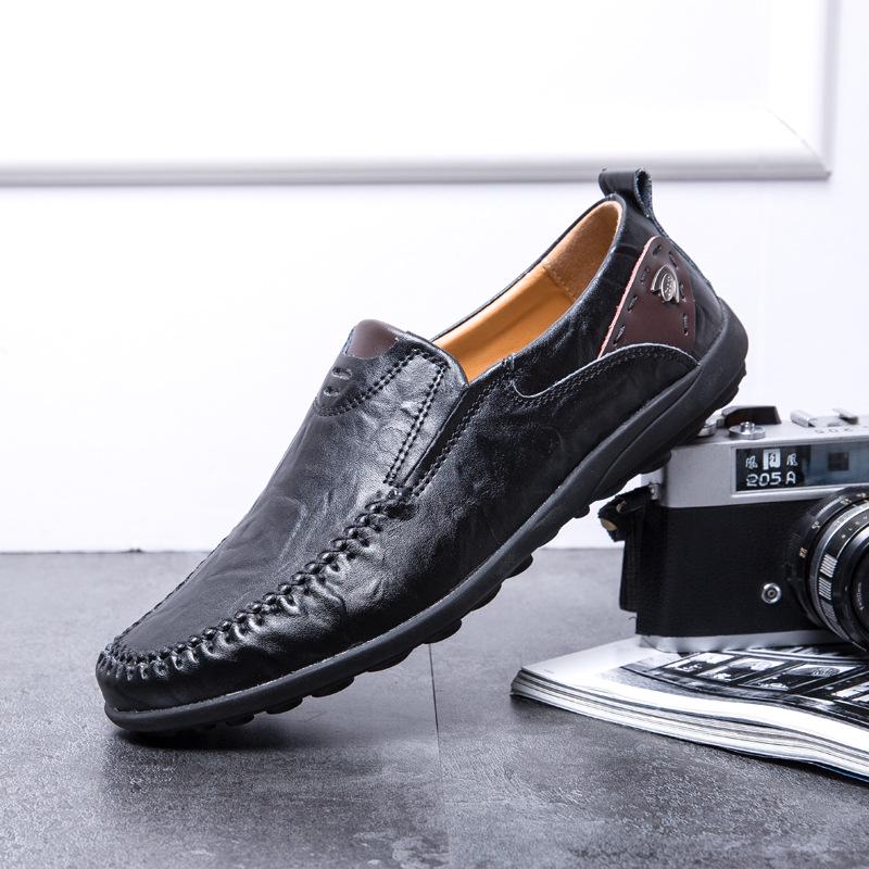 Men's Soft Sole Leather Slip-On British Style Driving Shoes, Big Size, Trendy & Versatile.