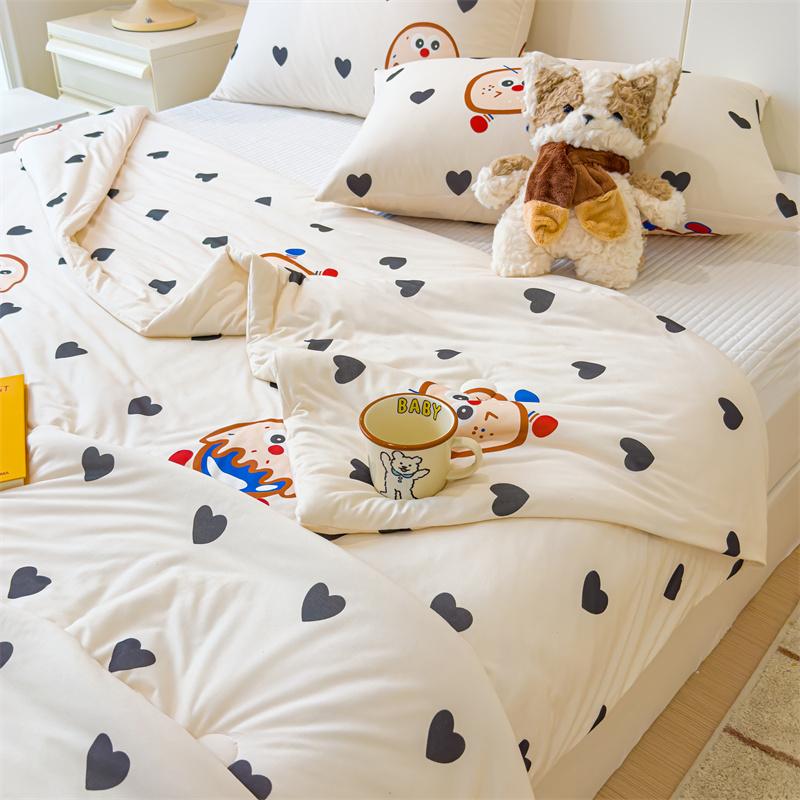 Garden Florals Pattern Quilt Summer Air Conditioning Thin Comforter Cute Rabbit Printed Soft Quilted Quilt for Kids Boys Girls