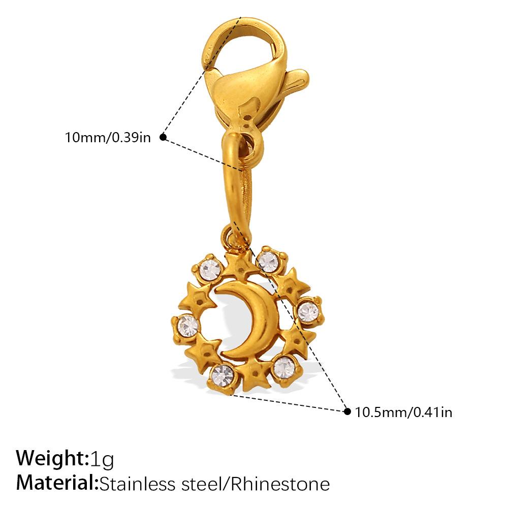 Fashion Light Luxury Diamond Star Moon Sun Lobster Buckle Pendant Stainless Steel Gold Plated DIY Versatile Accessories