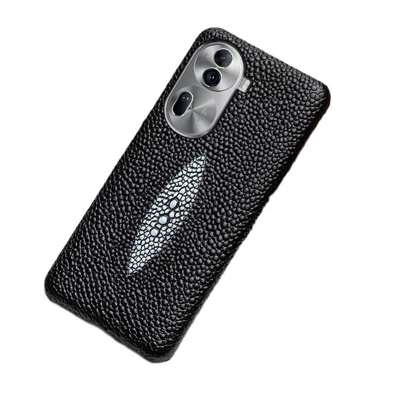 OPPO Reno6 Pro Genuine Leather Half-Cover Protective Case with Pearl Fish Pattern