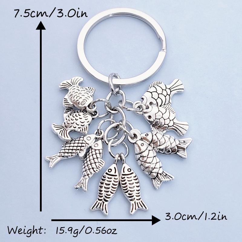 Fish Keychain Zinc Alloy Keyring Fishing Enthusiast Gift For Dad Boyfriend Backpack Car Pendant