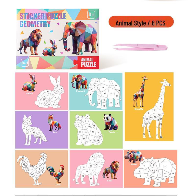 Kids' 3D Geometric Sticker Puzzle: Creative DIY Craft & Painting Toy for Kindergarten