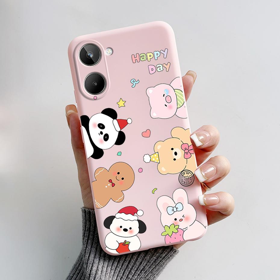 For Realme 10 4G 6.4" Soft Silicone TPU Shockproof Phone Case For Realme 10 RMX3630 Cartoon Pattern Bumper Protective Back Cover