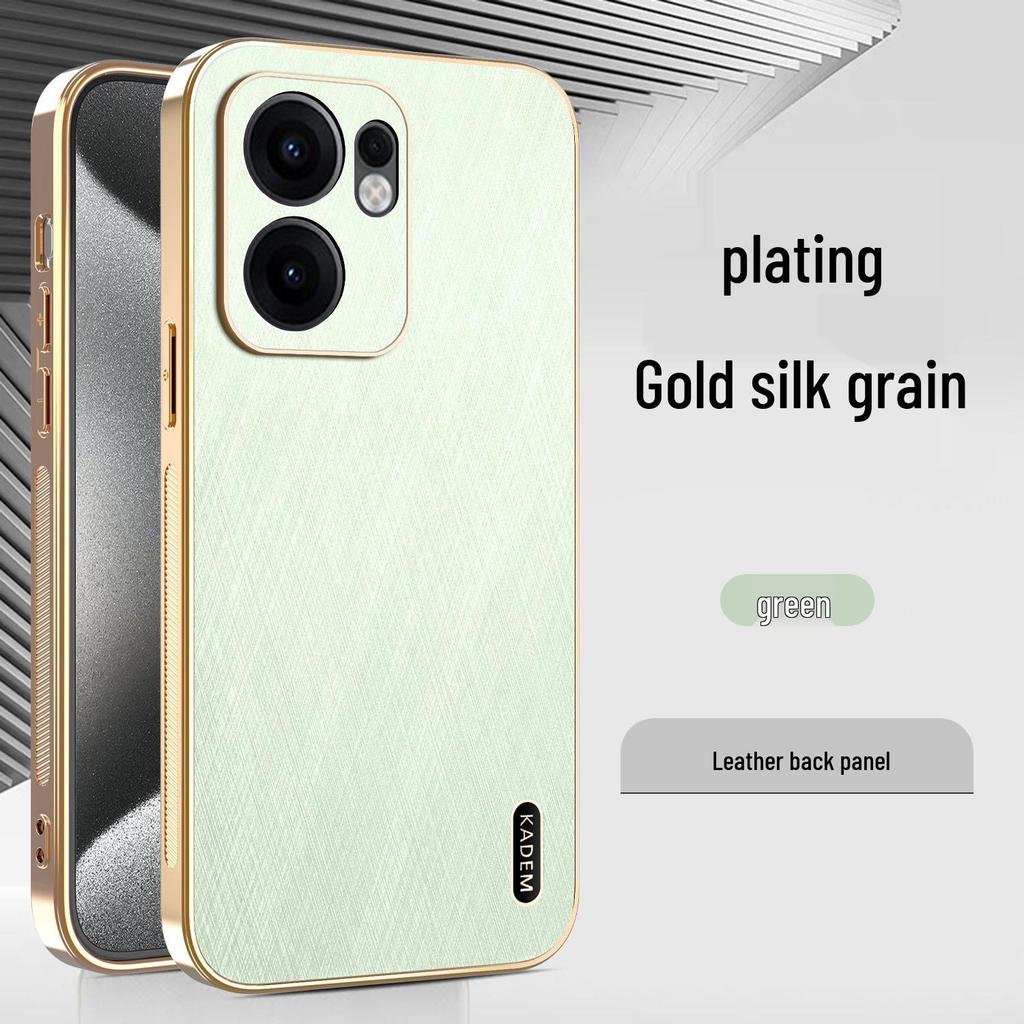 Universal OPPO FindX9 Phone Case: Electroplated Leather Texture with Gold Wire Pattern for Reno14F/Realme15/A6 Protection.