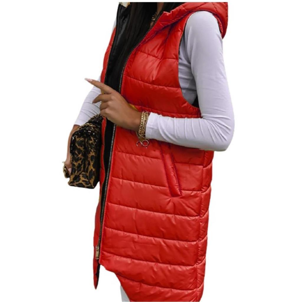 Womens Ladies Warm Plus Size Solid Color Hooded Single Breasted Medium Length Cotton Jacket Waistcoat Slim Cardigan Coat
