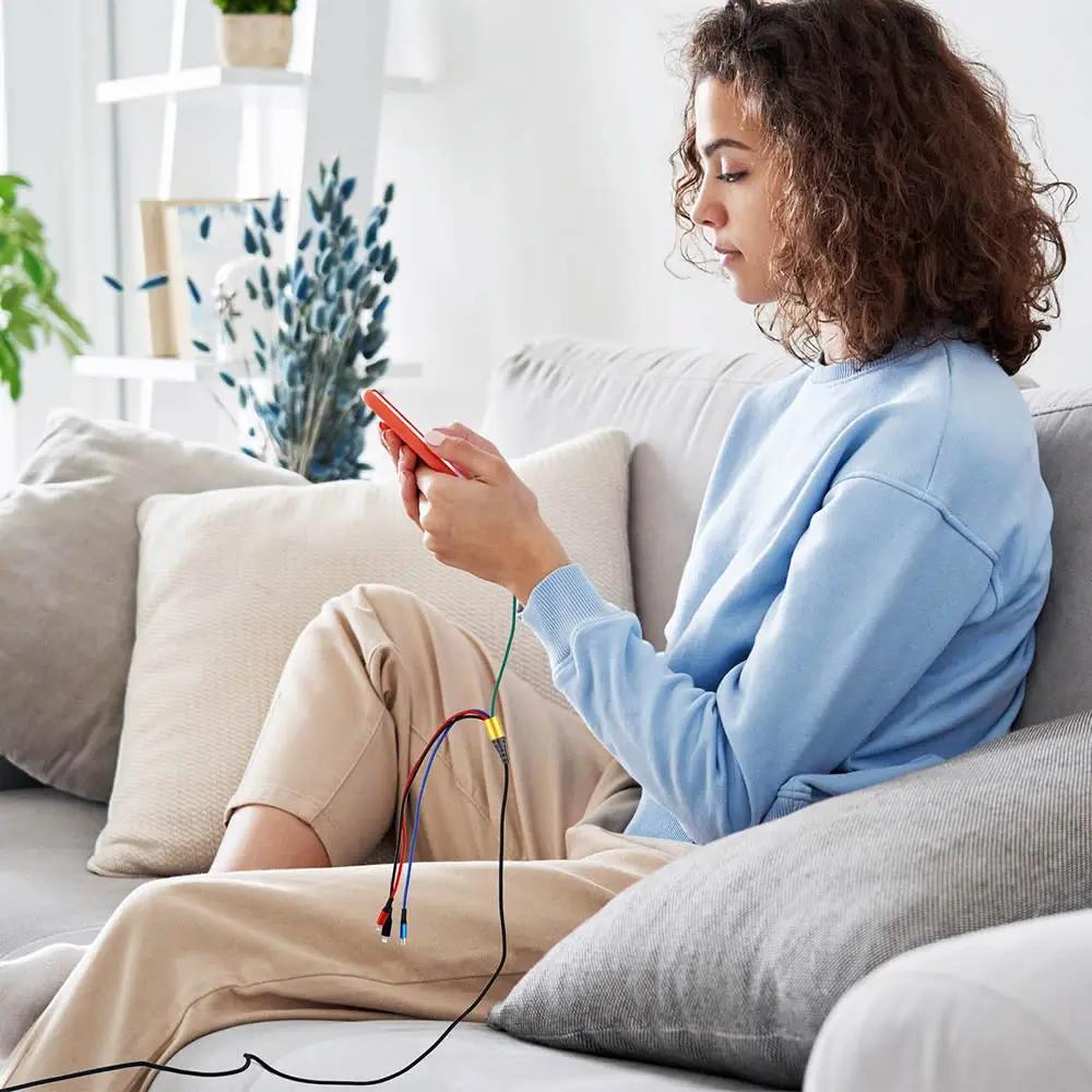 4 In 1 Charging Cable for Multiple Devices Charging Cable 5V 3 In 1 Universal USB Cable with IP/Micro USB/ Type C Port Cord