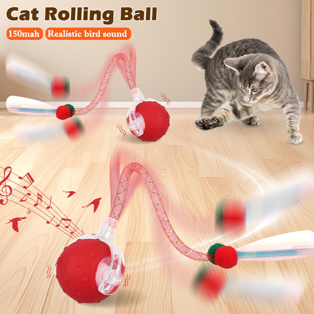 Hot New Automatic Interactive Teasing Cat Ball Durable Chew-resistant with Fake Tail Intelligent Pet Cat Dog Play Prop Accessory