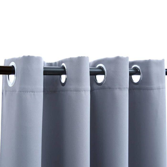 Rideau occultant - vidaXL - 290x245 cm - Gris - Polyester - Œillets en métal