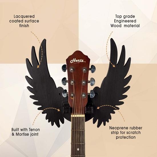Suport de perete pentru chitară, din lemn, design aripi de vultur, pentru chitare acustice, electrice și ukulele