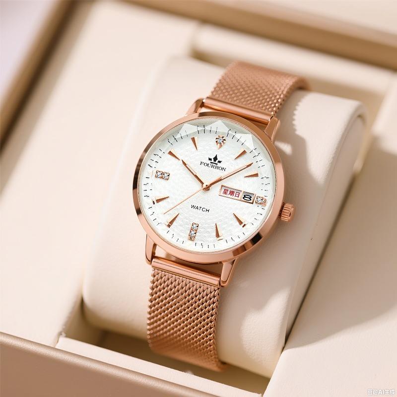 Ladies watch Milan with fashionable and simple thin double calendar diamond-encrusted waterproof women's model