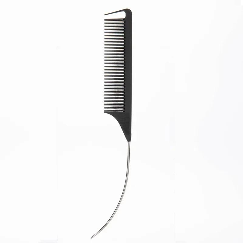 Professioneller Friseursalon-Stylingkamm aus Kunststoff, hitzebeständig, antistatisch, zum Flechten, Rattenschwanz, gebogener Scheitelkamm, Haar-Accessoires