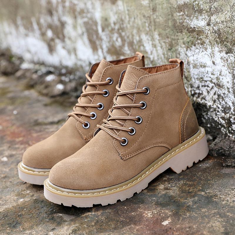 Outdoor Martin Boots Women'S British Short Boots Thick Heel Leather Locomotive Boots Lace-Up Women'S Boots Couple Outdoor Tooling Boots Men'S Boots