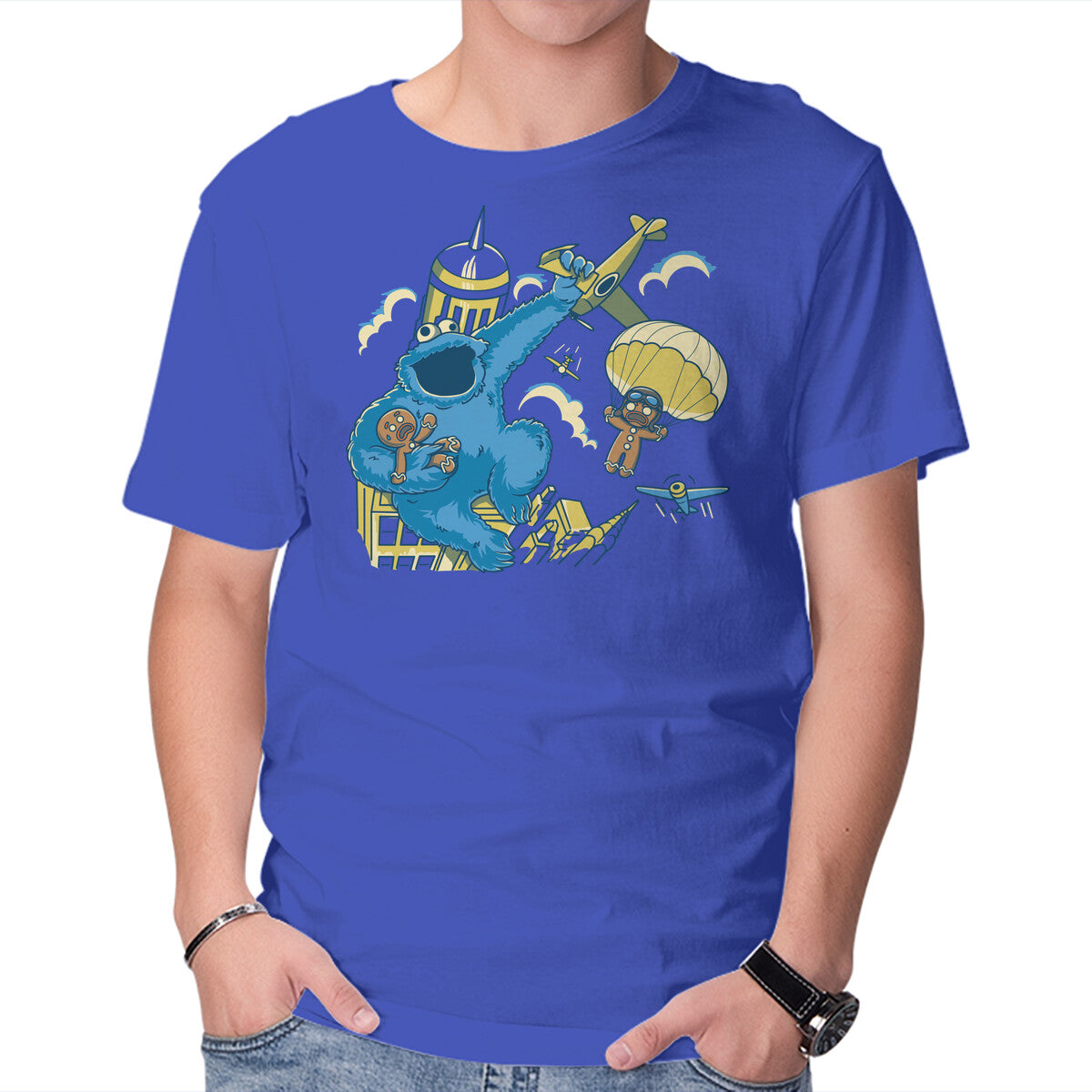 Unisex Crew Neck T-Shirt Cookie Kong Graphic Short Sleeve Casual Tee L