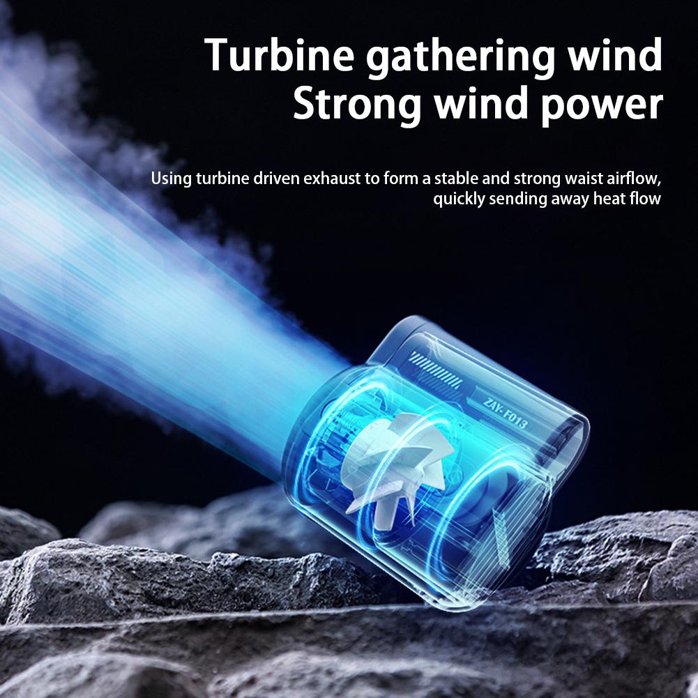 Přenosný ventilátor 4500mAh Výkonný dobíjecí Mini pasový se 3 rychlostmi Silný nositelný klipový ventilátor na opasek pro cestování v přírodě, rybaření