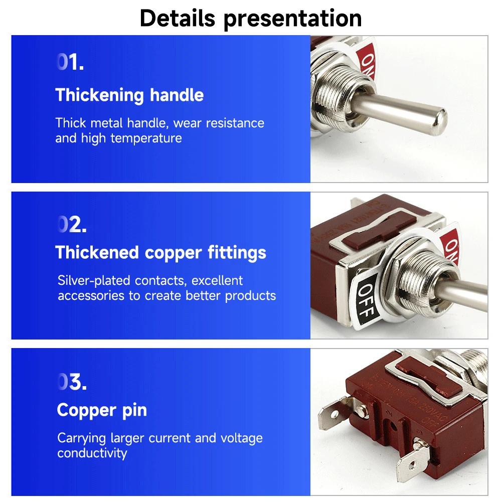 DC12V-24V SPST ON/OFF Terminal Toggle Switches 2 Pin 2 Position Car Rocker Toggle Switch with Waterproof Boot For Boat