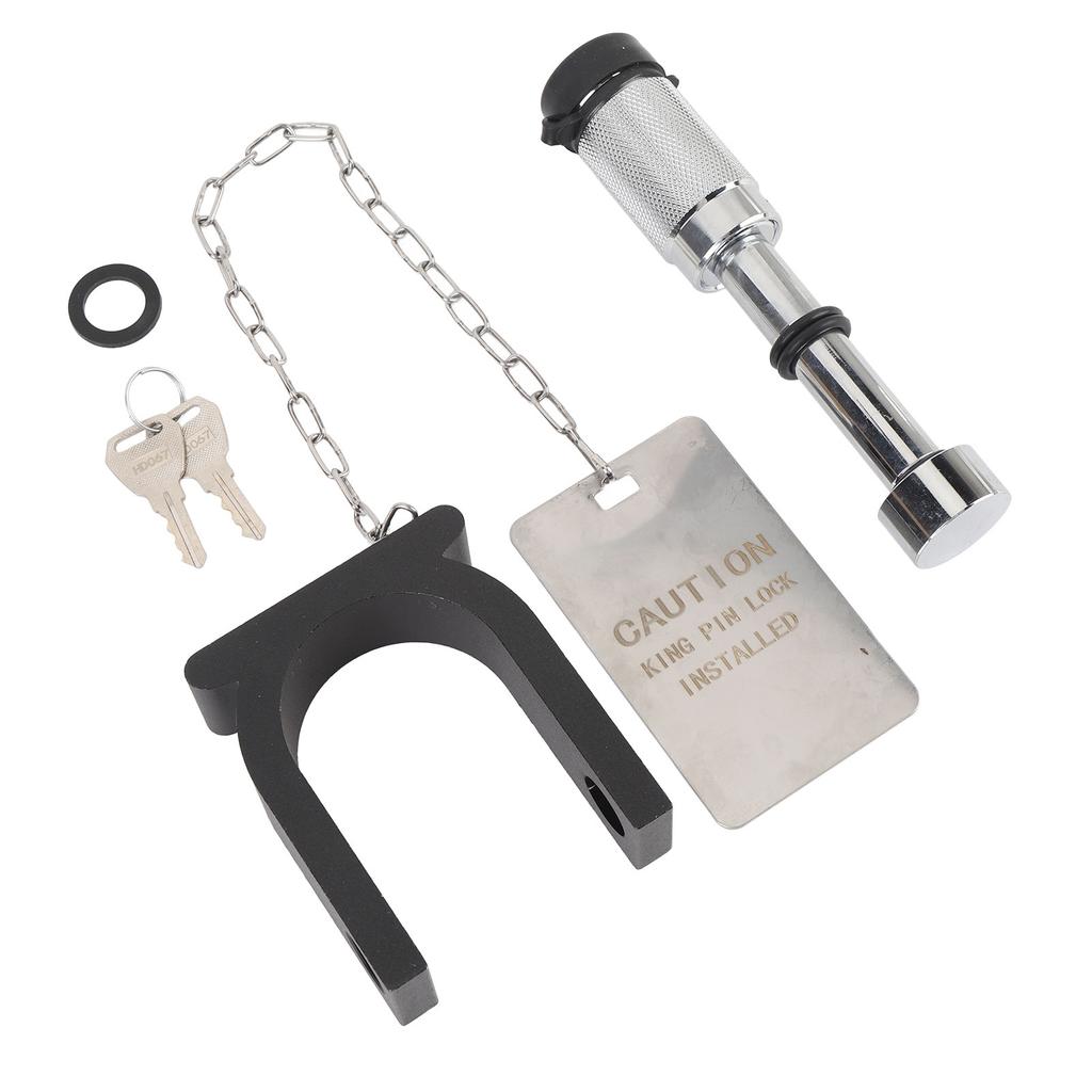 5th Wheel Trailer Lock with Warning Tag and 2 Keys Steel Aluminum Anti Theft Protection for 2in King Pin