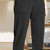 Women Pants Elastic Mid-rise Casual Wide Leg Trousers with Pockets Solid Color Loose Fit Lounge Pants Daily Wear
