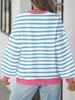 2026 Autumn/Winter Women's Round Neck Striped Long Sleeve Loose T-shirt