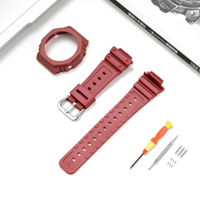 

Для Casio G-SHOCK Octagon Farm Oak GA-2100 TPU Refit прозрачный ремешок для часов корпус силиконовый ремешок для часов ga2100 мужской браслет