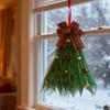 Christmas Tree Wreath with Bowknot Elegant Front Door Hanging Ornament for Garden Room Xmas Decoration New Year Festival