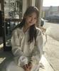 Stmg Margarine Applique Loose Two-Way Zipper Hoodie Ivory