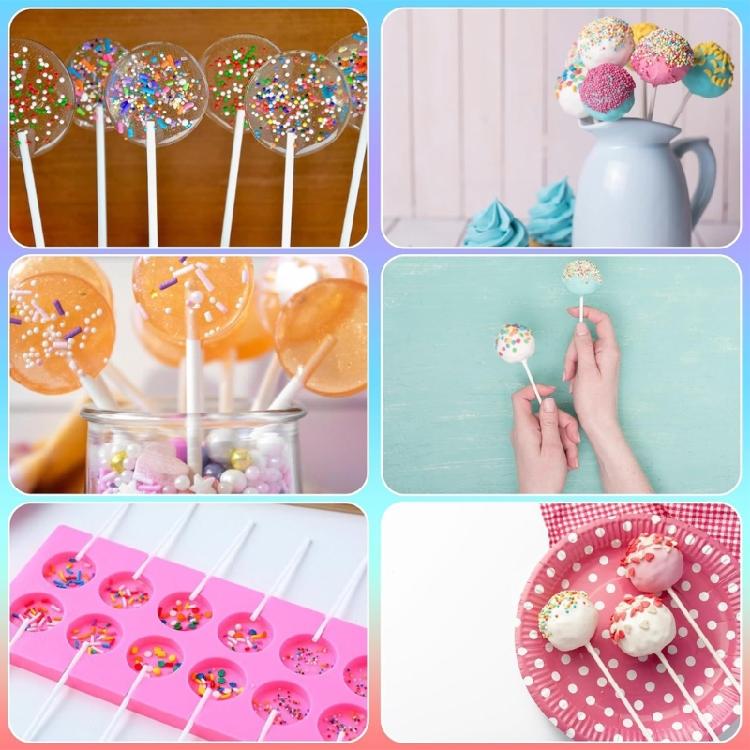 100Pcs White Paper Lollipop Stick for Chocolate Candy Lollipop DIY Molds