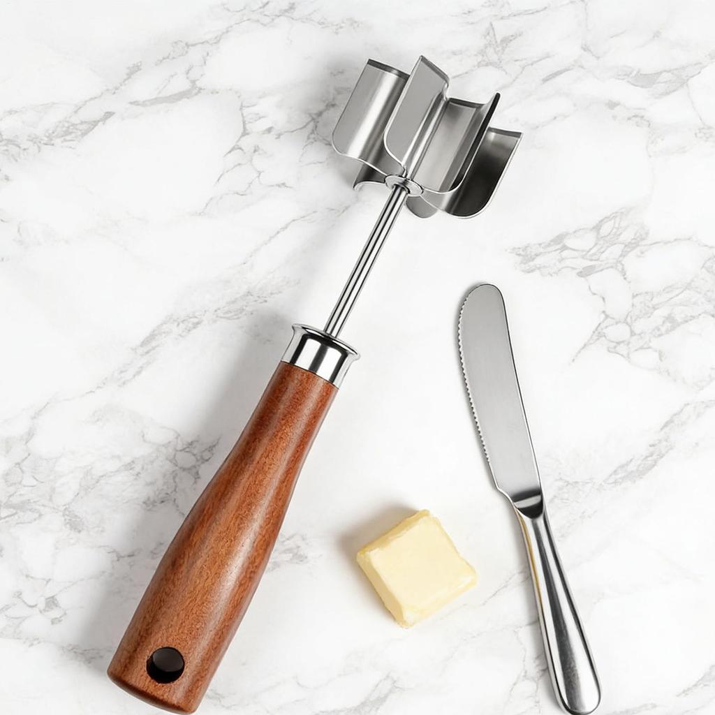 Hackfleischzerkleinerer Kartoffelstampfer mit Holzgriff Multifunktionaler Lebensmittelstampfer für Küche Catering Zuhause Fleisch Gemüse Kartoffel