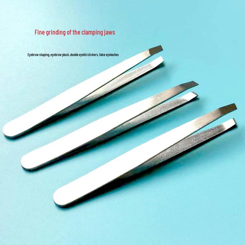 Eyelash Curler Eyebrow Shaping Tweezers Set - Stainless Steel, Slant Tip, Beauty Tools