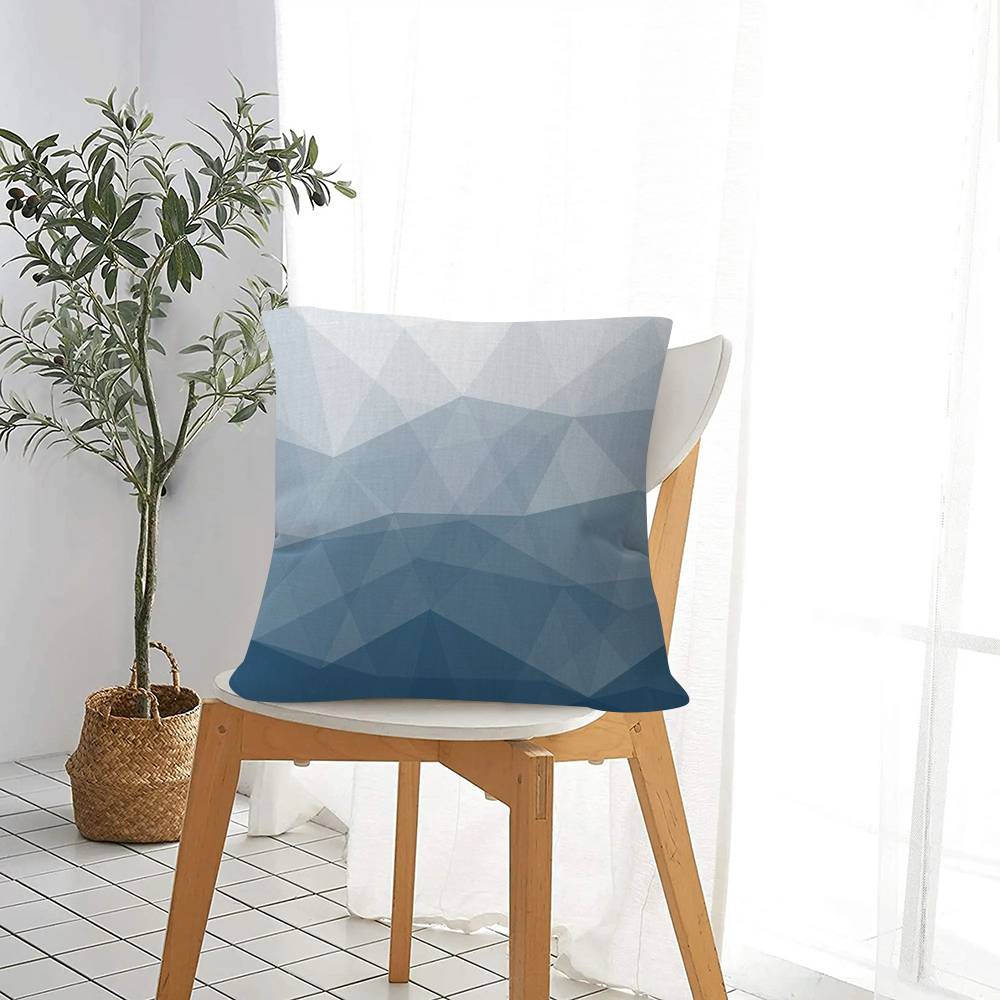 Beauty Blue Geometric Cushion Cover Inches Farmhouse Decor Home Throw Pillow Covers For Couch Decorations