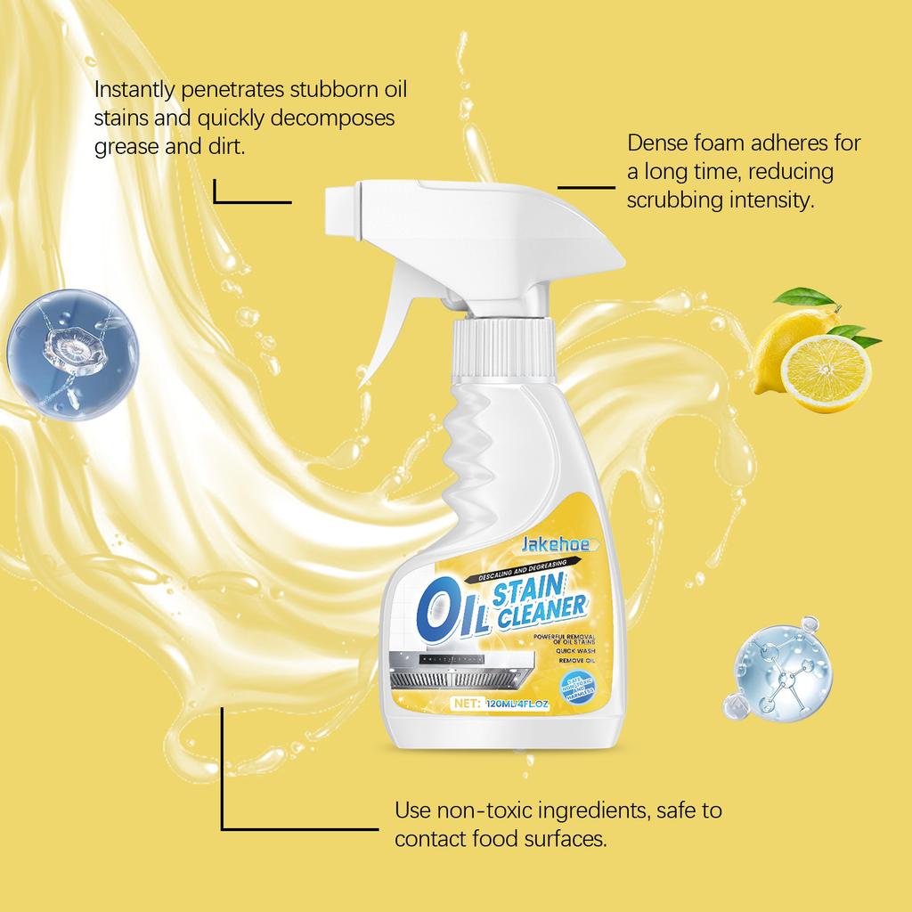 Jakehoe 120ml Starker Küchenentfetter Spray Schaumreiniger für Herd Ofen Dunstabzugshaube Fett Stark Natürliche Sichere Anwendung auf Oberflächen