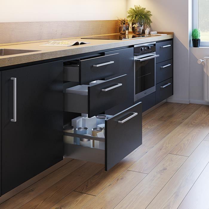Emuca Tiroir extérieur Vertex avec réglages 3D hauteur 131mm, 40kg, profondeur 350mm, Acier, Gris anthracite