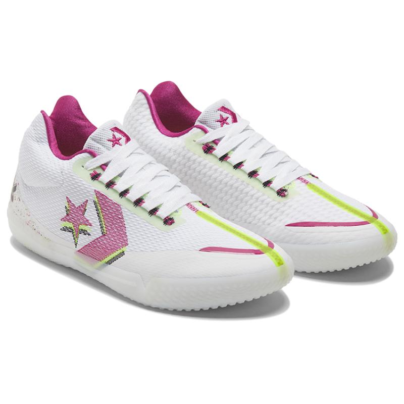 Converse All Star BB Evo Round Toe Lightweight Low-top Practical Basketball Shoes Unisex White Rose Pink