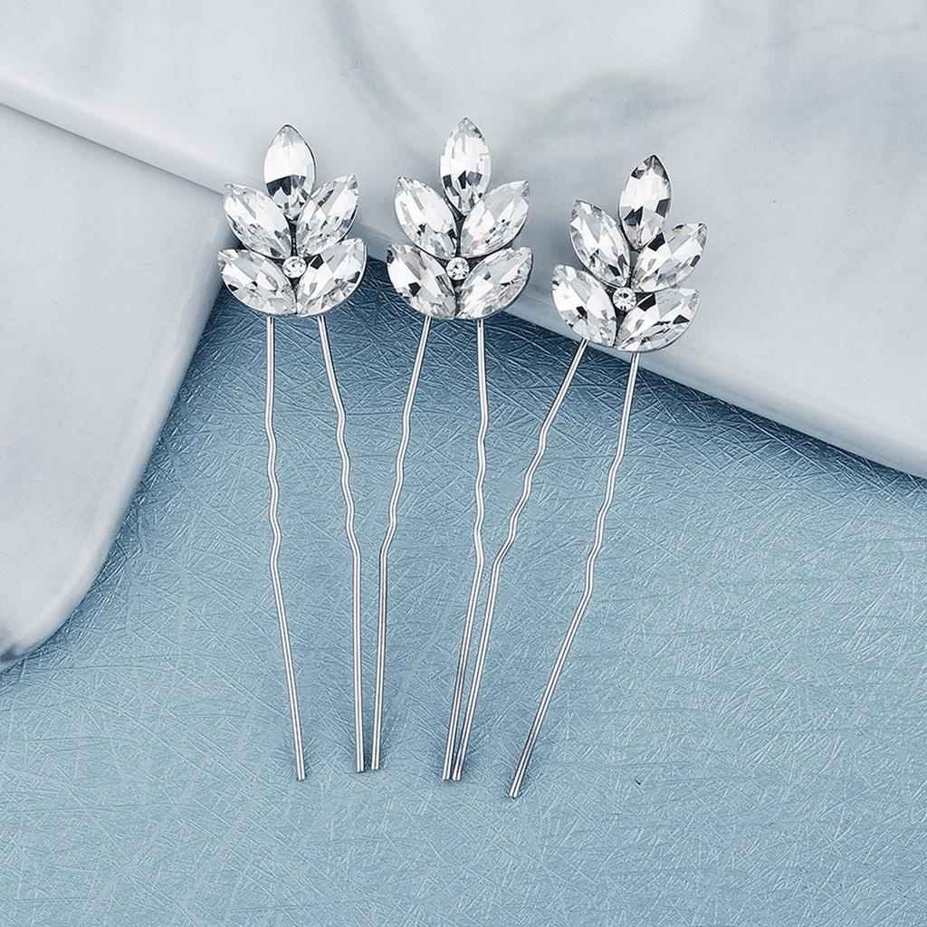 3Pcs Bridal U-shaped Pin Metal Barrette Clip Hairpins Rhinestone Wedding Hairstyle Design Tools Women Wedding Hair Accessories