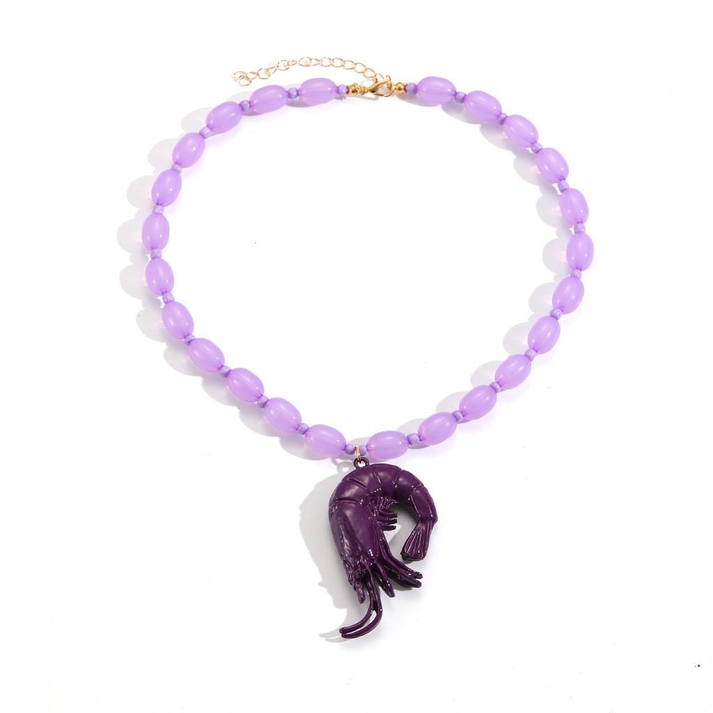 Exaggerated summer natural ocean vacation style lobster pendant necklace fashionable multi-color women's collarbone chain