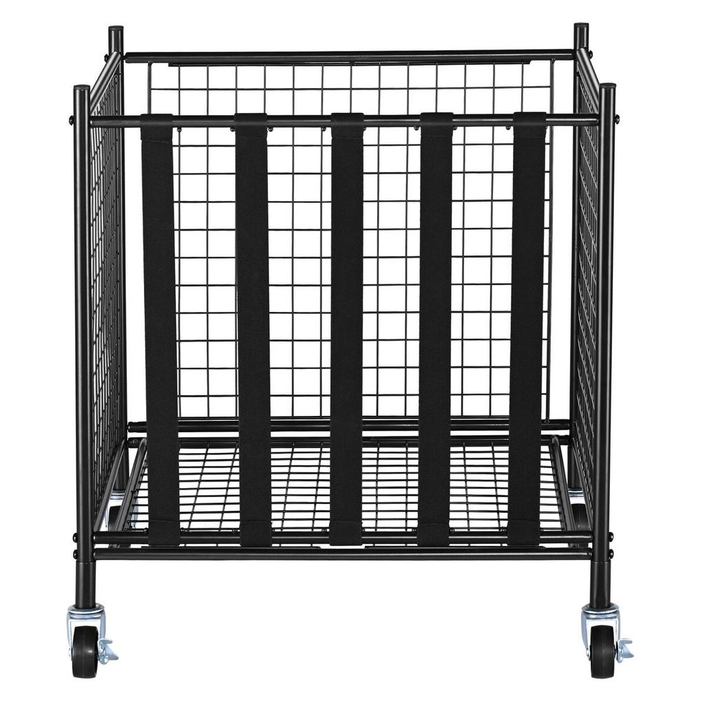 Carrello Porta Palloni Sportivi Rotante, Gabbia per Basket Chiusura a Chiave con Elastici, Organizzatore Porta Attrezzature Sportive per Interni Esterni, Stoccaggio in Acciaio