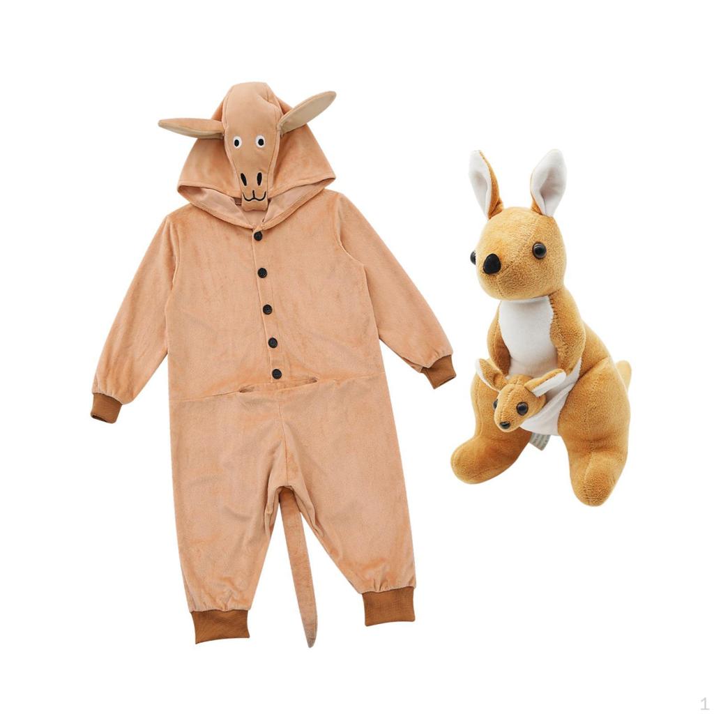 Kinder Entzückender Känguru Kapuzen-Overall Tier Onesie Kostüm für Maskerade