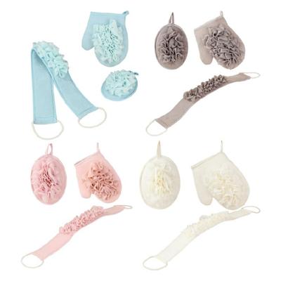 3Pcs Bath Exfoliating Set Back Scrubber Loofah Sponge Set Gentle Skin Cleansing Tool For Family Use