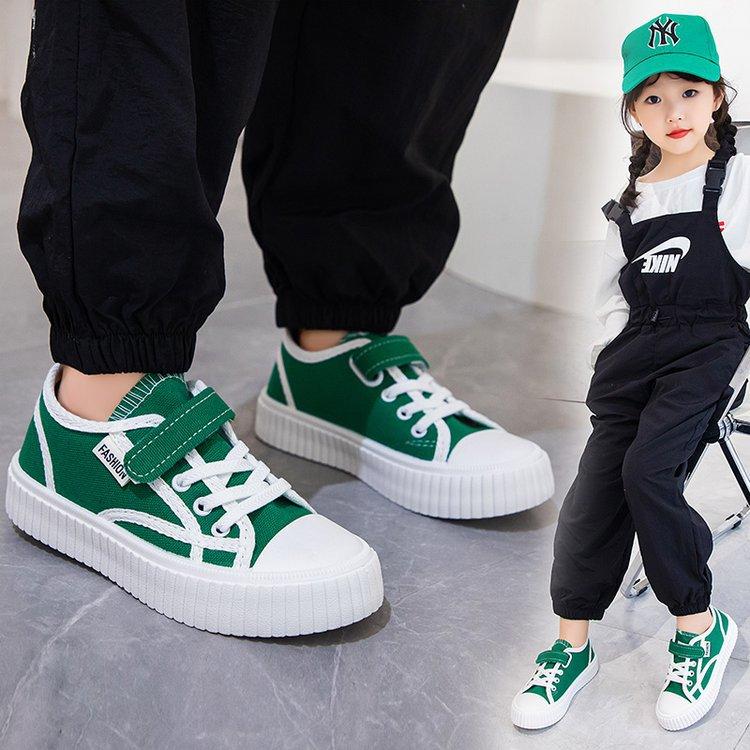 Girls' canvas shoes spring and autumn boys' non-slip casual board shoes medium and older children's sports shoes boys' cloth shoes casual soft sole