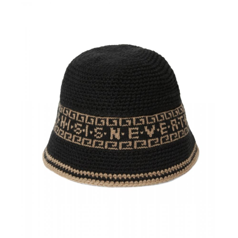 ThisisnevertHat Crochet Bucket Hat Black F