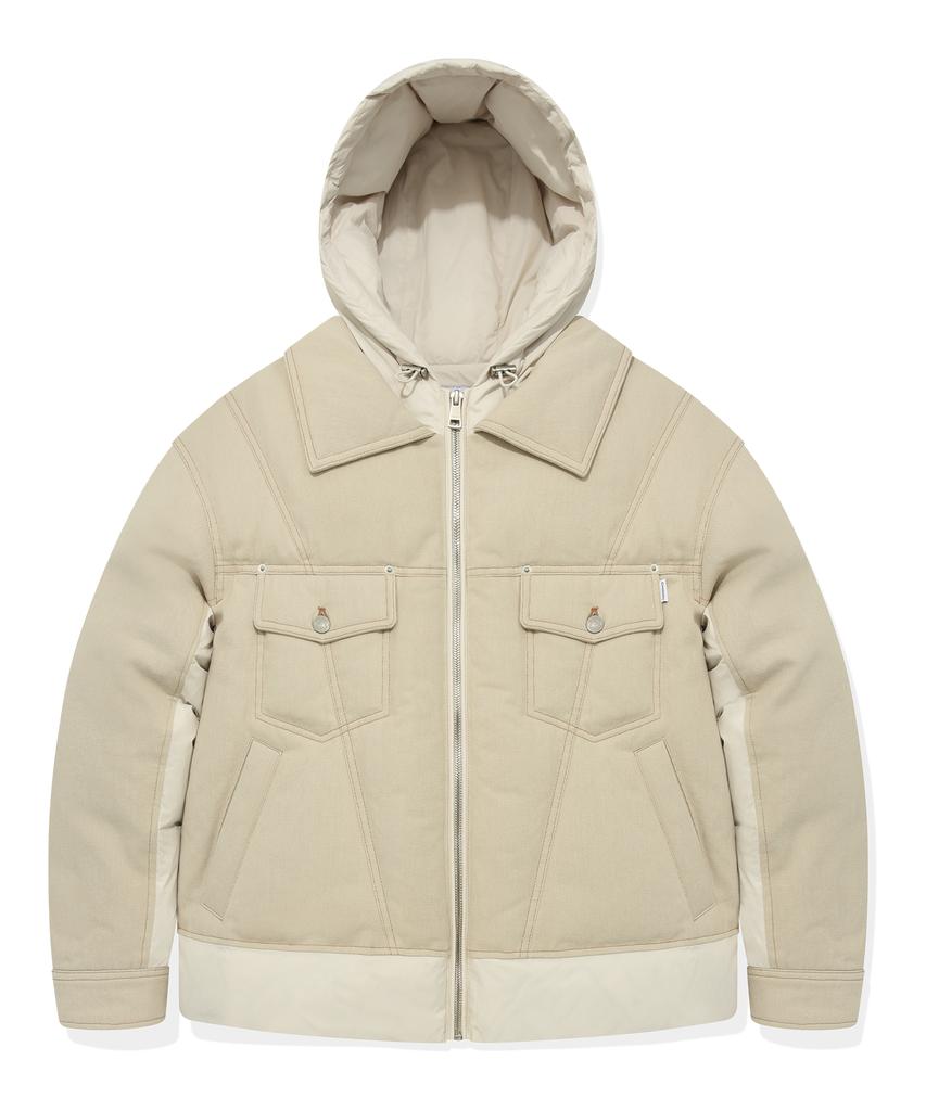 COVERNAT Trucker Hoodie Short Puffer Ivory