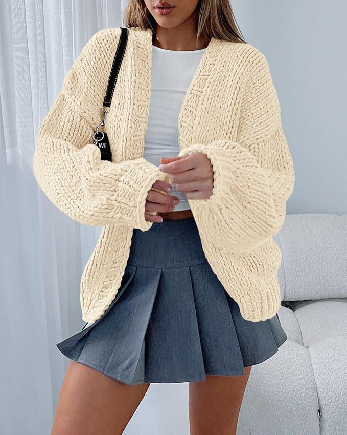 2024 Autumn/Winter Women's Casual Long-Sleeve Drop Shoulder Knitted Cardigan Sweater