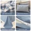 3/4 Pcs Blue Checkered Bedding Set Simple Style Soft Skin Friendly Duvet Cover Flat Sheet and Pillowcases Single Double Bed Sets