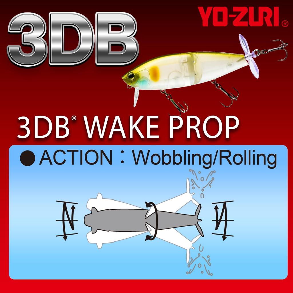 3DB Wake Prop Floating Bass Lure 105mm Sunset Shad YO-ZURI Color