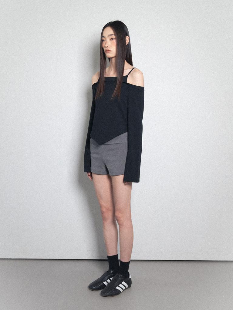Visus Fold Over Shorts_Charcoal