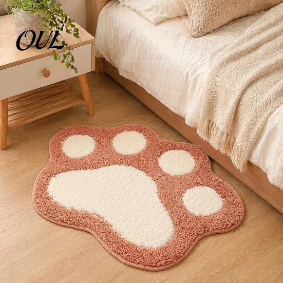Washable Non-slip Rug Cat Paw Bath Mat, Non-Slip Soft Fluffy Rug, Absorbent Anti-slip Shower Mat Cute Area for Entrance Bathroom Bedroom Floor