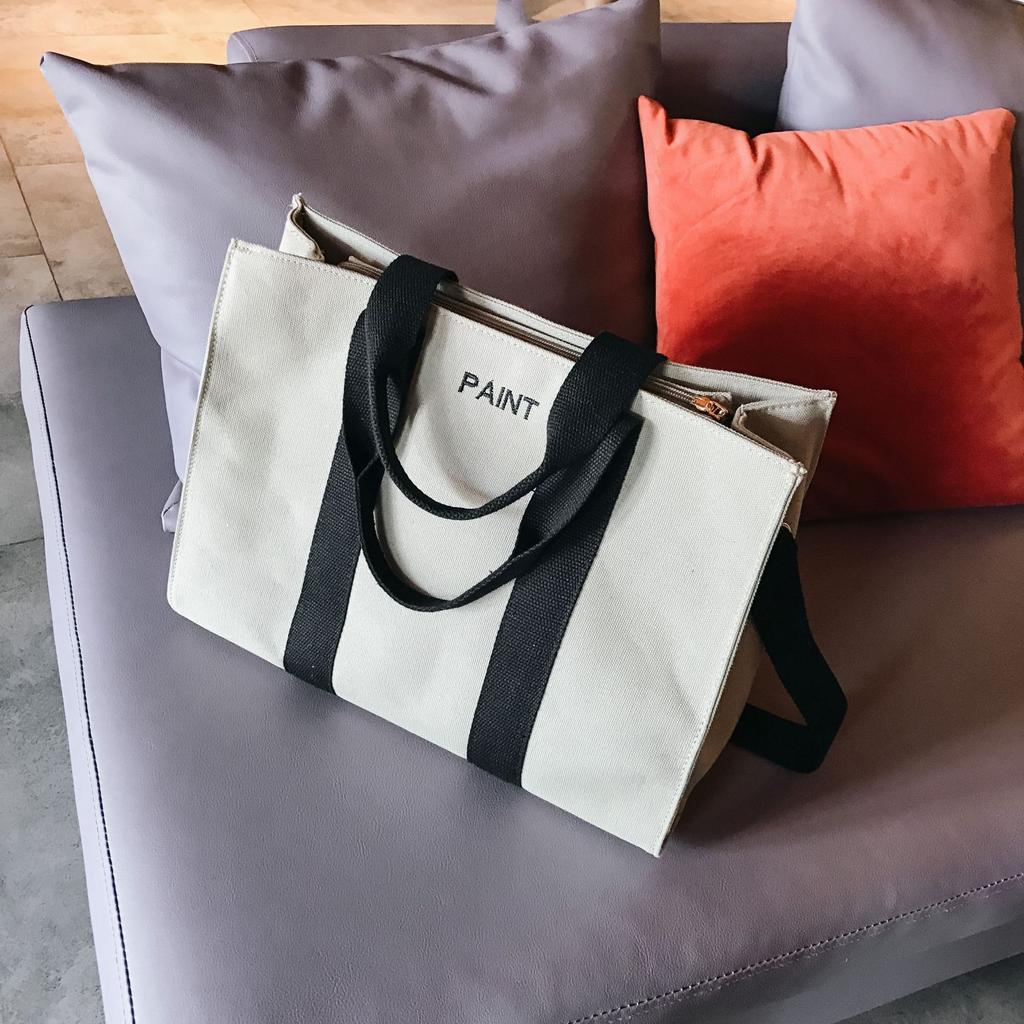 Bag New Large Capacity Tote Bag Handheld Women's Bag Single Shoulder Crossbody Bag Handheld Women's Canvas Student Shopping Bag