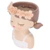 Girl Flower Pot Cute Shape Resin Face Planter Pot with Drainage Hole for Succulents Cactus Indoor