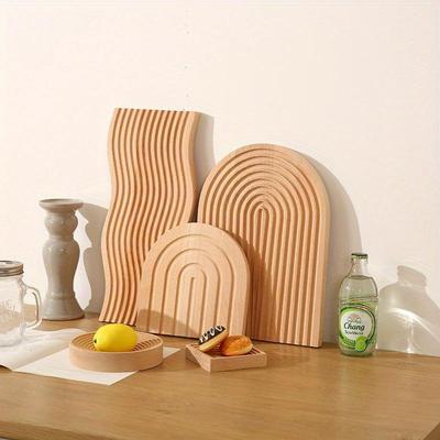 İskandinav Tarzı Kayın Ağacından Ahşap Kesme Bloğu Ekmek Tatlı Servis Tepsisi Kaymaz Kesme Tahtası Saklama Düzenleyici Mutfak Ev Aleti Kekler İçin