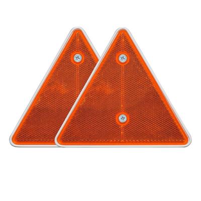 Amber Pair of Triangle Safety Reflectors with Screws Suitable for Cars Tractor Universal Applications